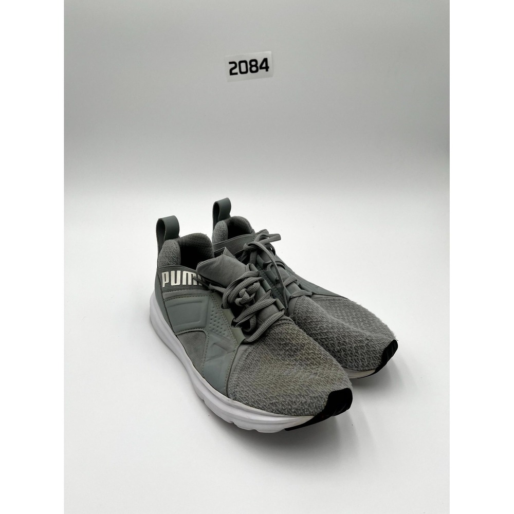 Puma Enzo Mens 6.5‎ C Running Shoes Gray White Knit Low Top Athletic Sneaker